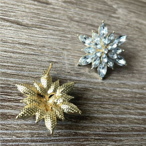 Rhinestones flower stud earrings A101 - Picture 6 of 6